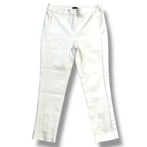 Loft Womens Dress Pants Skinny Crop Capri Stretch Zipper Pockets White Size 8